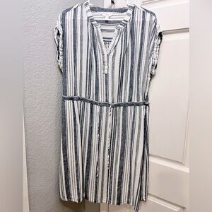 Linen blend striped dress
